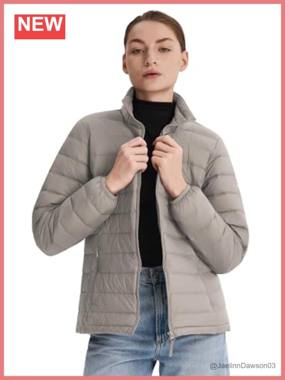 Lightweight Packable Quilted Down Puffer Coat Stand Collar Women